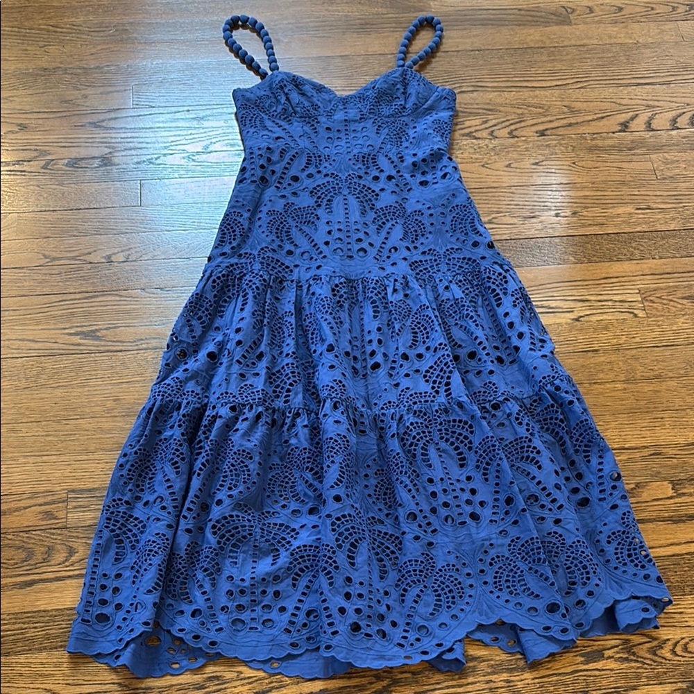 FARM Rio Blue Lace Midi Dress